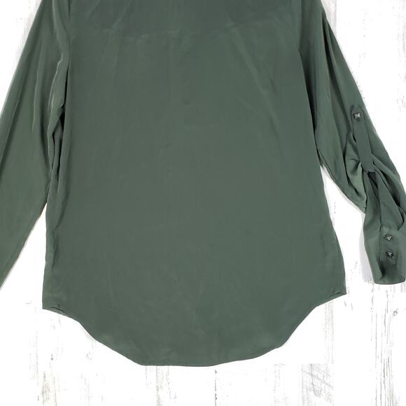 Rock & Republic Silky Dark Green Long Sleeve Button Down Top Women's Size Small - Picture 12 of 12